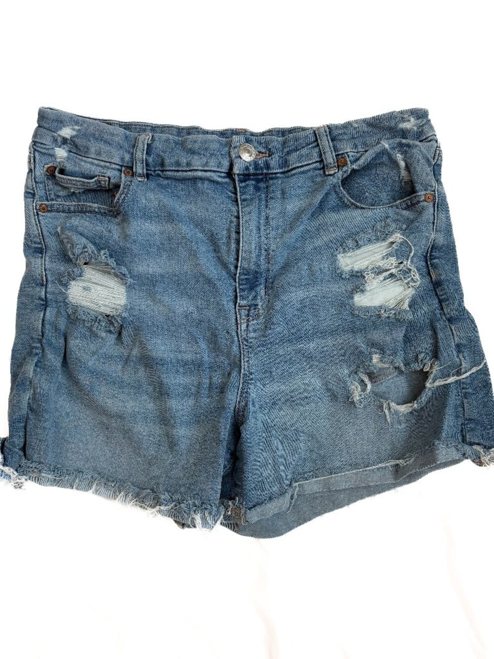American Eagle Distressed Denim Cutoff Shorts Size 16 High Rise Mom Fit